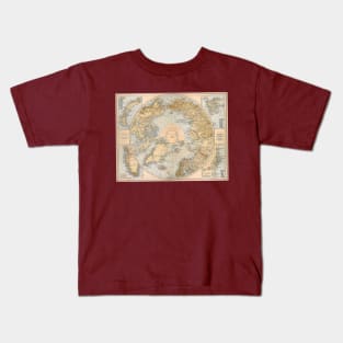 Antique Map of the Northern Regions at the North Pole Kids T-Shirt